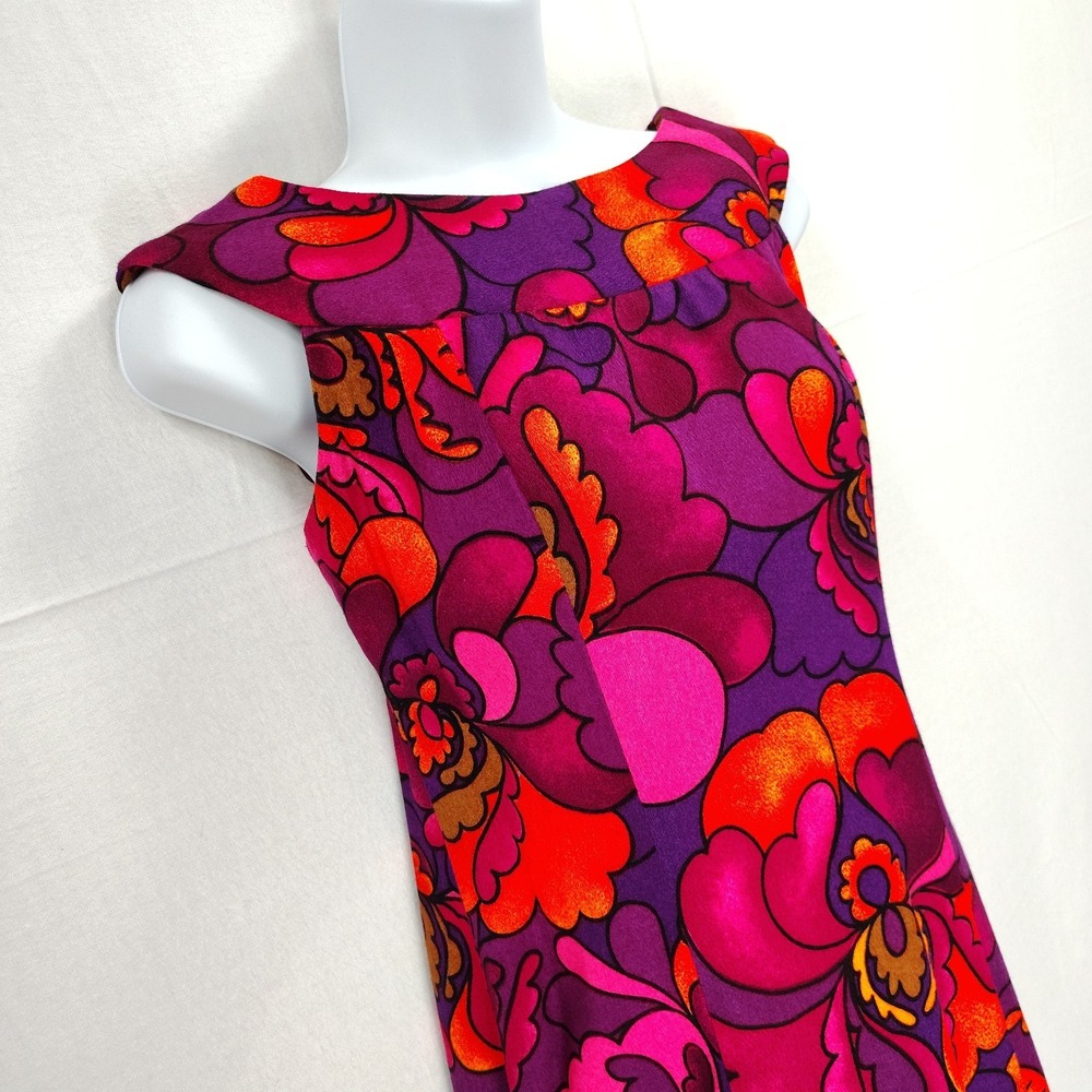 Hale Aloha Vintage Hawaiian Bark Cloth Day Glow Maxi Dress size XS-small - Picture 3 of 11